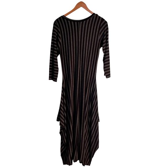 Comfy USA Maxi Dress SM V Neck Jersey Knit Balloon Asymmetric Draped Lagenlook - Picture 3 of 9
